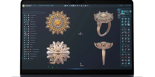 Mockup of 3DESIGN interface of 3D jewelry design