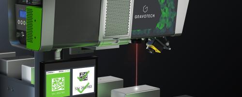 Sistema di marcatura laser su una linea di produzione con vision manager per la verifica dei codici a barre