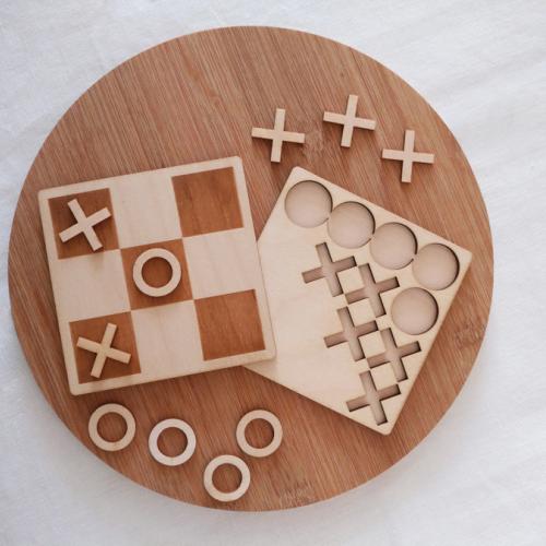 Laser wood cutting tic tac toe game